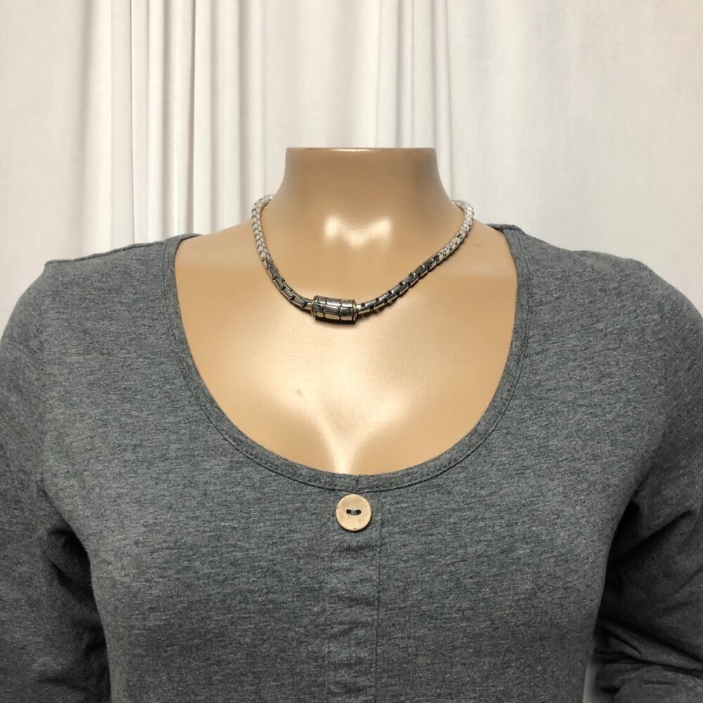 Ouges Dress Womens Size Small Grey Button Front L… - image 3